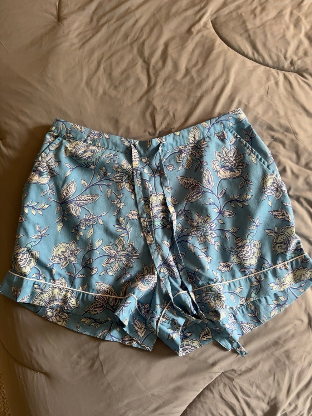 Rachel Zoe Blue Floral Pajama Lounge Shorts Size Medium